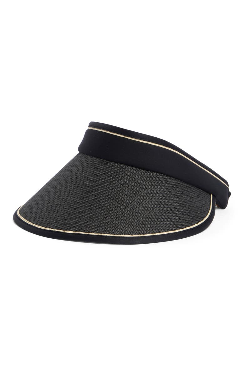 Roll-Up Straw Visor, Main, color, BLACK