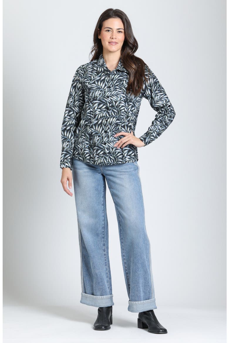 Long Sleeve Cotton Button-up Shirt, Alternate, color, ONYX/SILVER