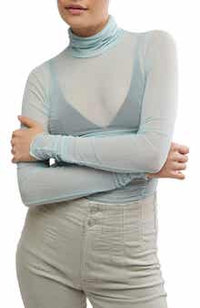 Free People Under It All Ruched Mesh Turtleneck Bodysuit