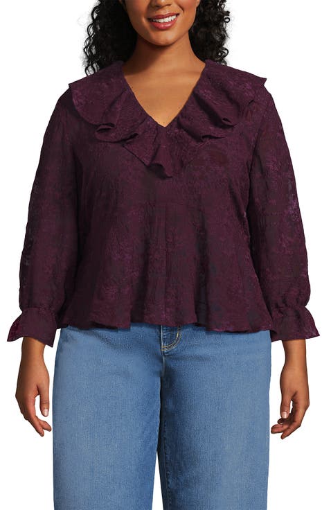 Feminine Ruffle Chiffon V Neck Blouse