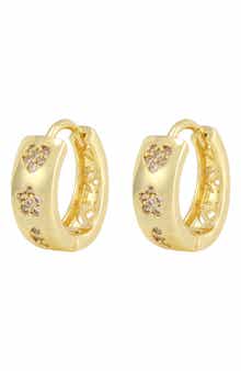 Cubic Zirconia Heart & Star Huggie Hoop Earrings