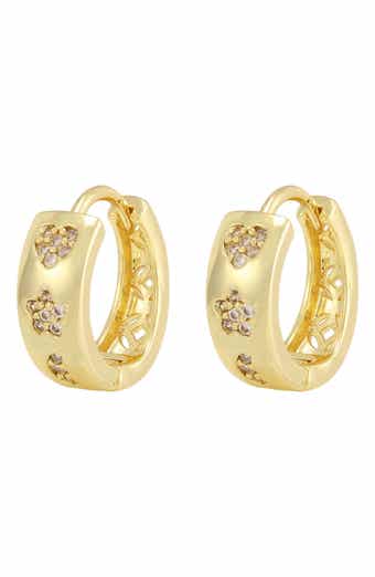 Cubic Zirconia Heart & Star Huggie Hoop Earrings