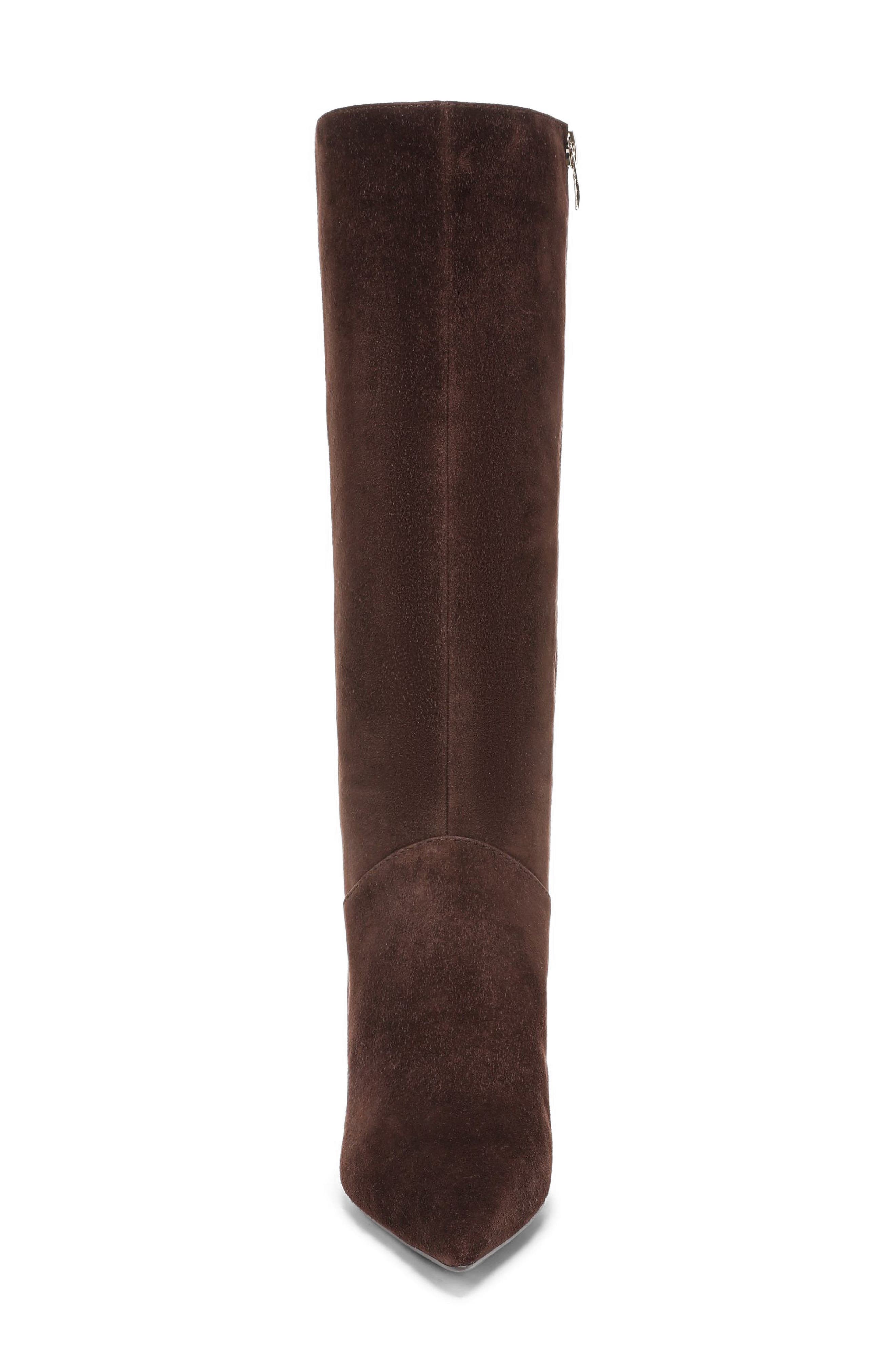 Edina Pointed Toe Knee High Boot, Alternate, color, CHOCOLATE SUEDE