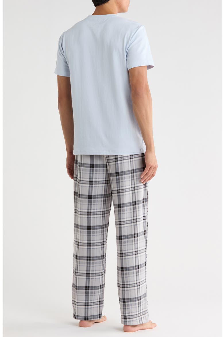 Crewneck T-Shirt & Plaid Pajama Pants Set, Alternate, color, HEATHER GREY/ LUNAR ROCK