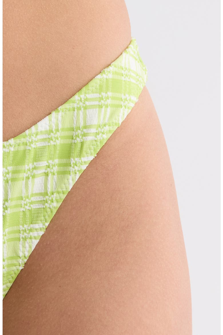 Fiona Plaid High Leg Scoop Bikini Bottoms, Alternate, color, GREEN WHITE / PLAID