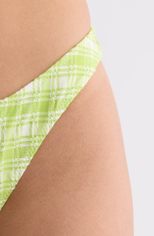 Pacsun Fiona Plaid High Leg Scoop Bikini Bottoms In Green