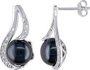 DELMAR Diamond & 9-9.5mm Freshwater Pearl Stud Earrings
