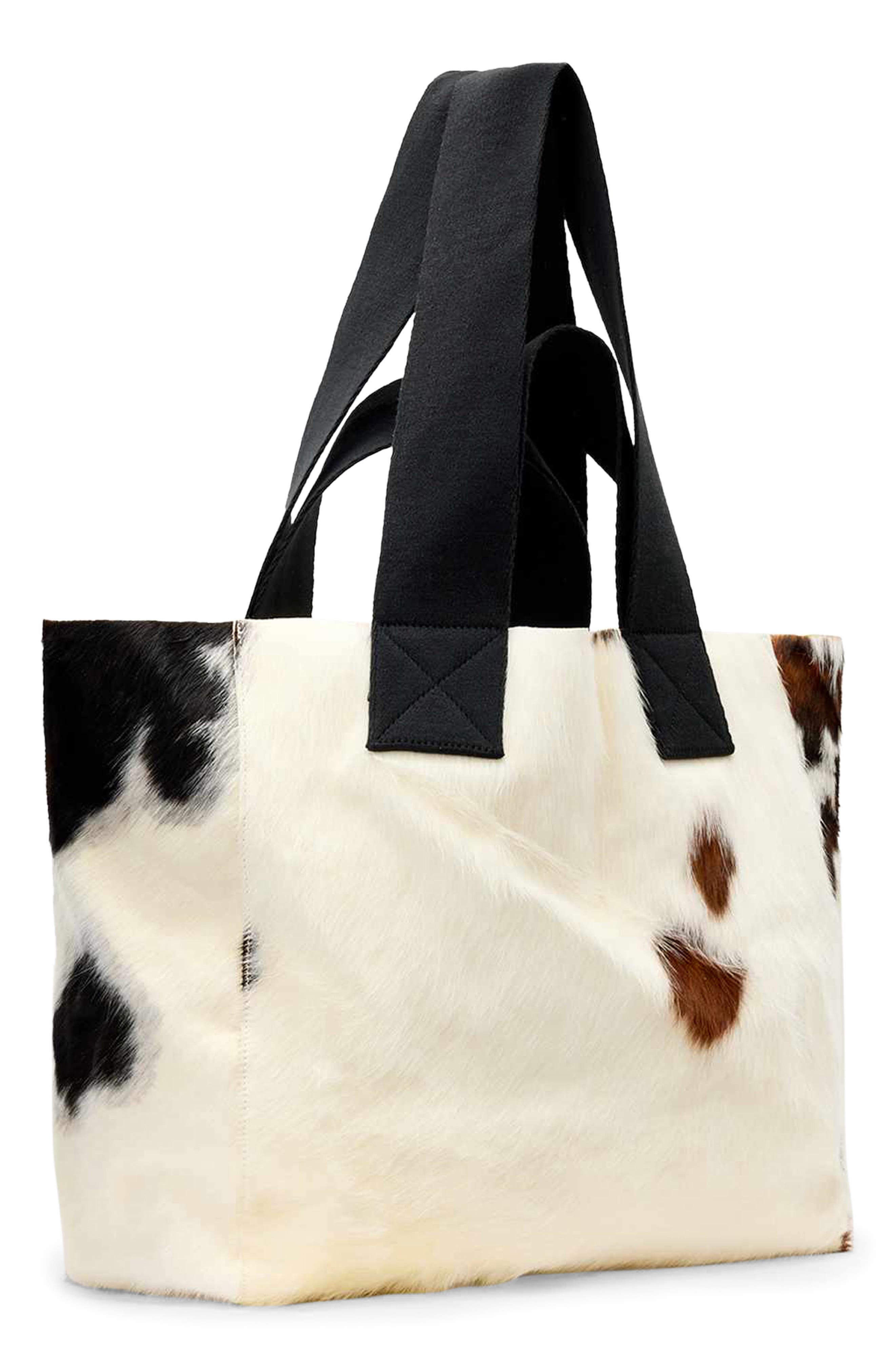 AllSaints Izzy Genuine Calf Hair Tote, Alternate, color, Cow Print