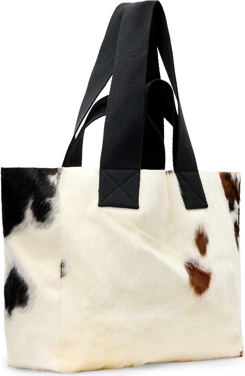 AllSaints Izzy Genuine Calf Hair Tote, Alternate, color, Cow Print