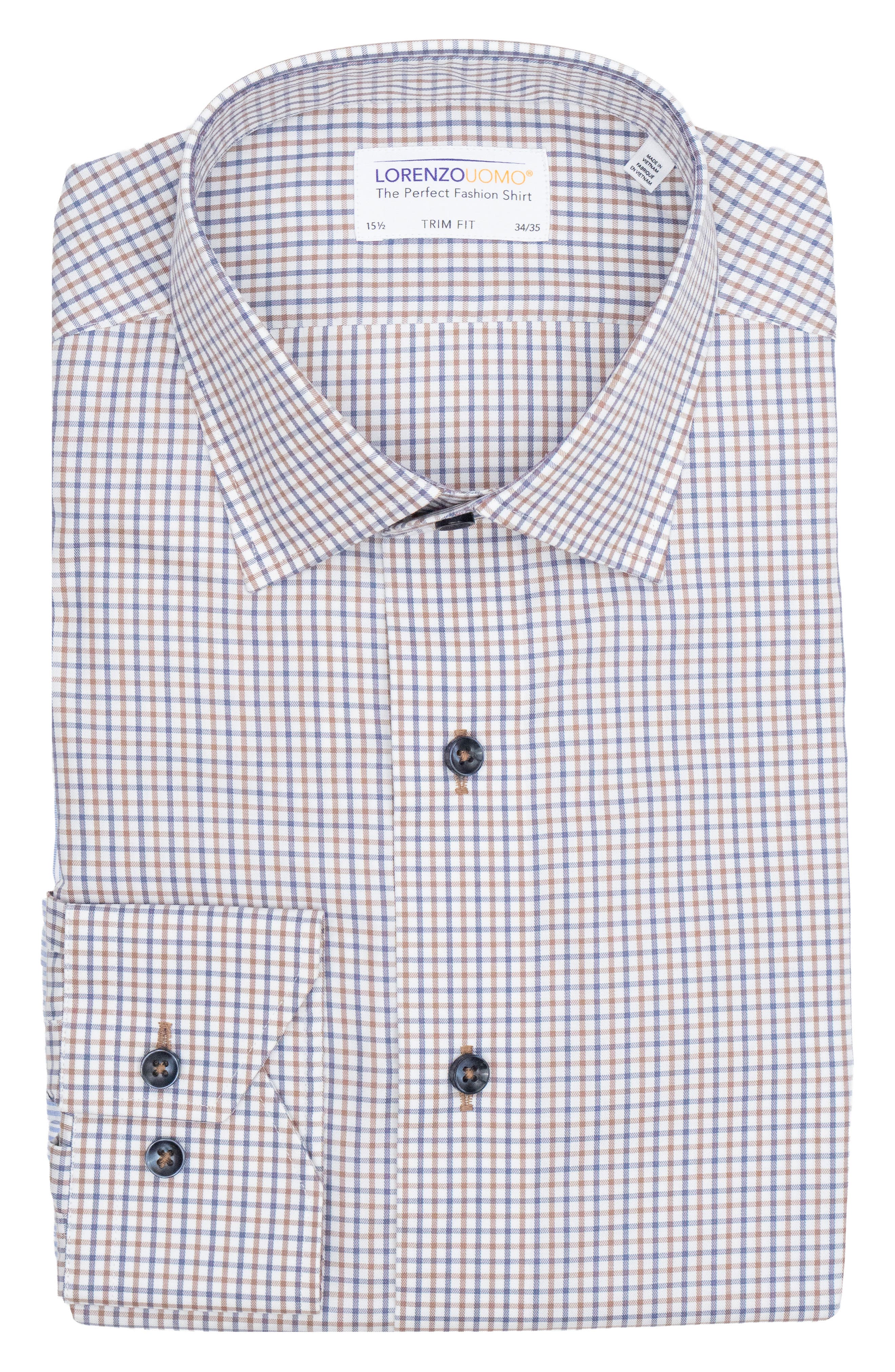 Trim Fit Tattersall Check Print Dress Shirt