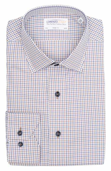 Trim Fit Tattersall Check Print Dress Shirt