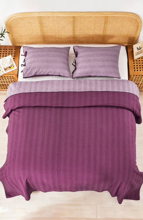 Melange Home Kantha Reversible Cotton Coverlet In Fig And Violet