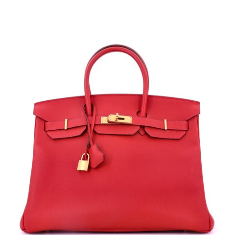 Birkin Handbag Red Epsom with Gold Hardware 35