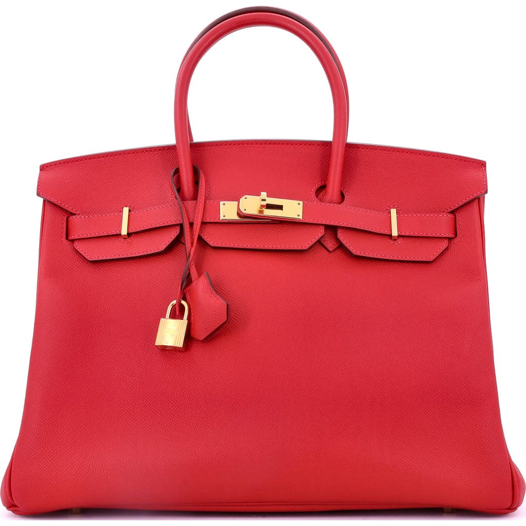 Pre-owned Hermes Hermes Birkin Handbag Red Epsom With Gold Hardware 35 In Red