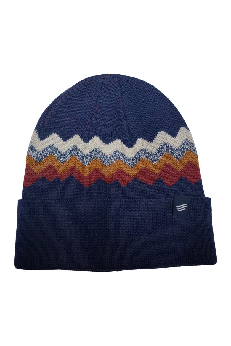 The Merino Wool Mountain Scape Knit Beanie, Main, color, Midnight Navy