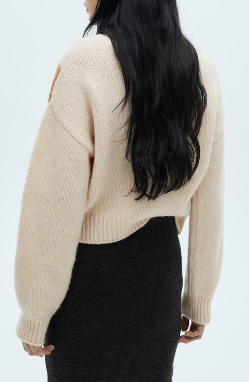 Mango Rombin Argyle Cardigan In Ecru