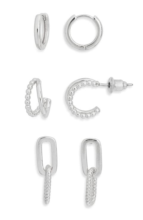 3-Pack Huggie & Drop Earrings