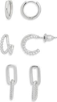 NORDSTROM RACK 3-Pack Huggie & Drop Earrings