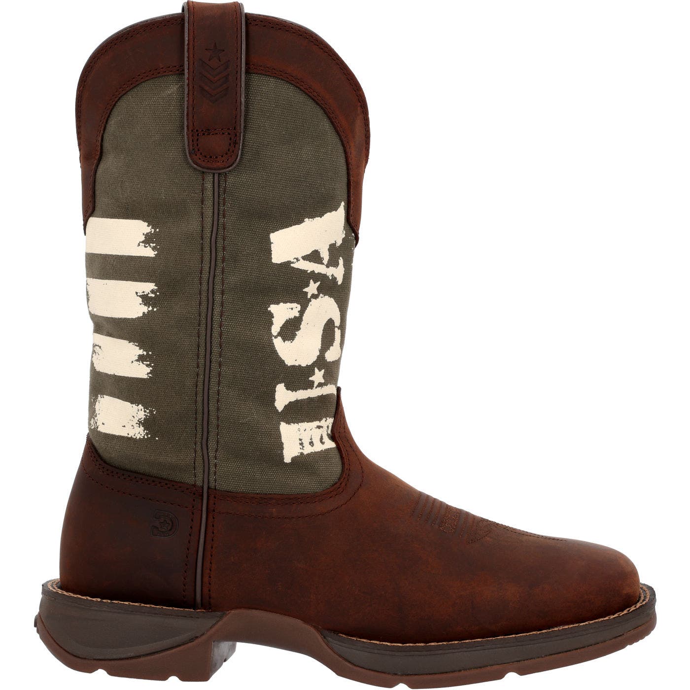 DURANGO Army Green Usa Print Western Boot, Main, color, Brown And Army Green