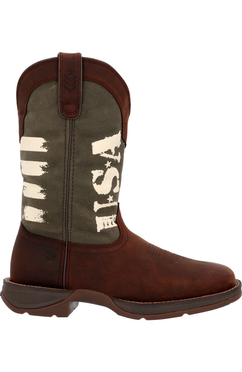 DURANGO Army Green Usa Print Western Boot, Main, color, Brown And Army Green