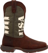 DURANGO Army Green Usa Print Western Boot