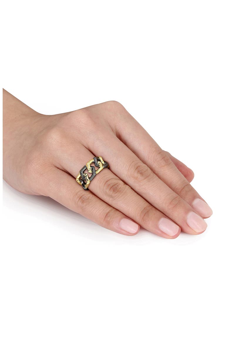 Men's Two-Tone Hexagon Link Eternity Ring, Alternate, color, BLACK