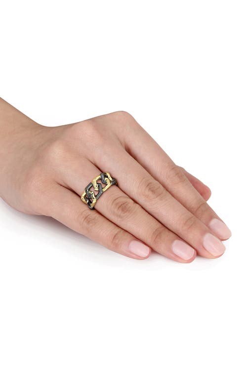 Delmar Two-tone Hexagon Link Eternity Ring In Black