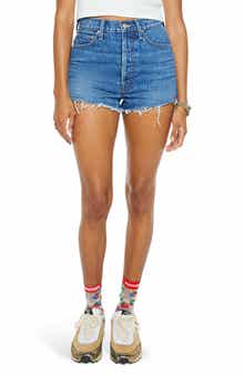 MOTHER The Tune Up Frayed Hem Cutoff Denim Shorts