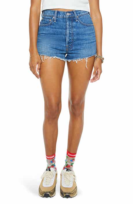 MOTHER The Tune Up Frayed Hem Cutoff Denim Shorts
