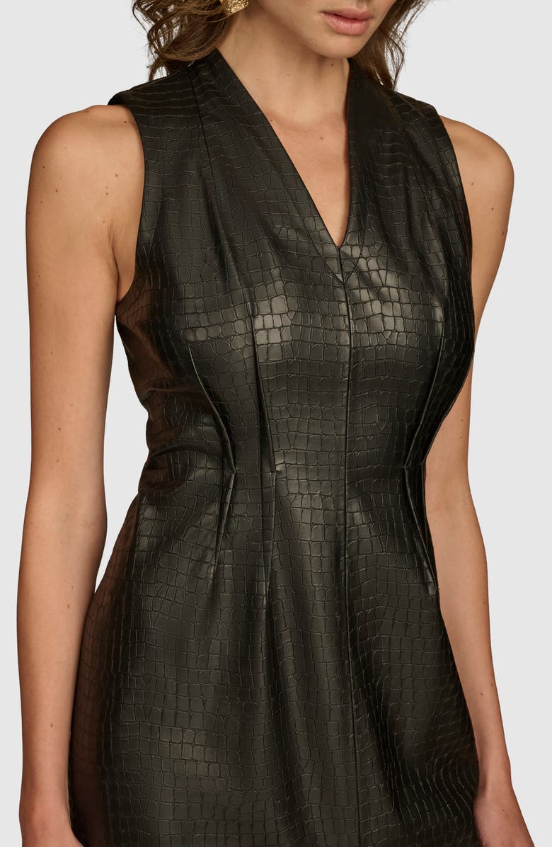 Donna Karan New York Croc Embossed Faux Leather Sheath Dress, Alternate, color, 