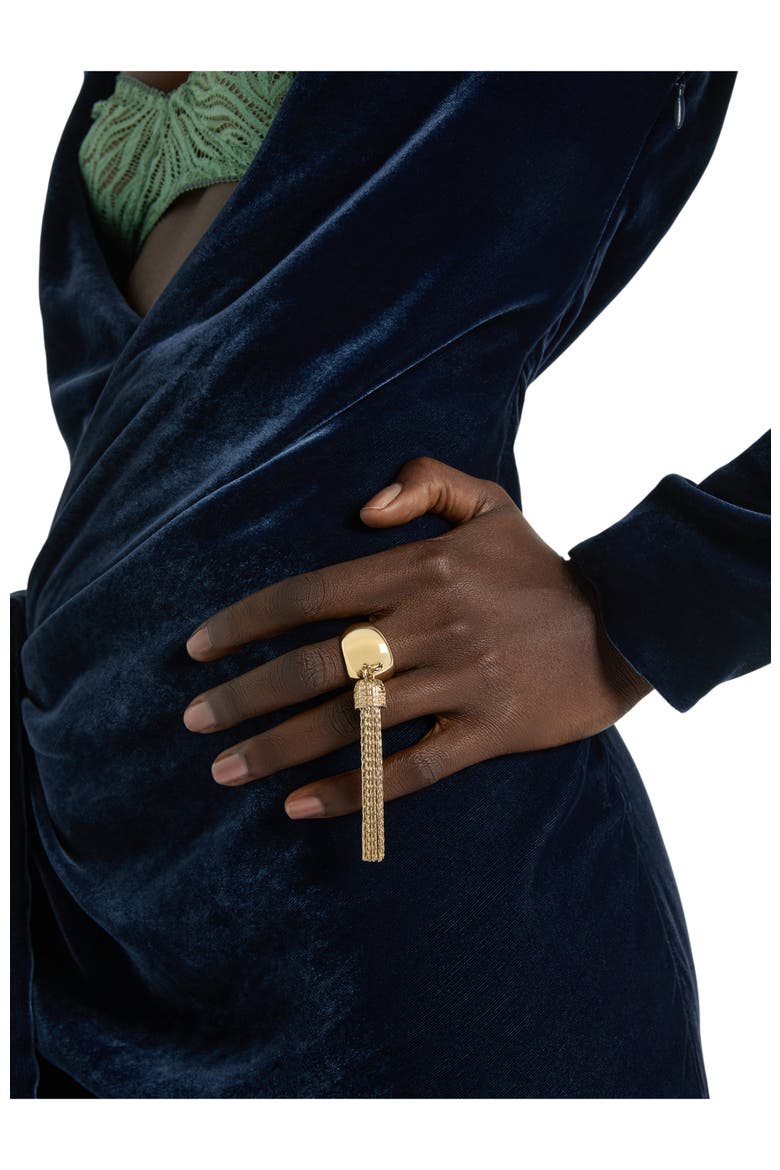 Brass Tassel Ring, Alternate, color, gold