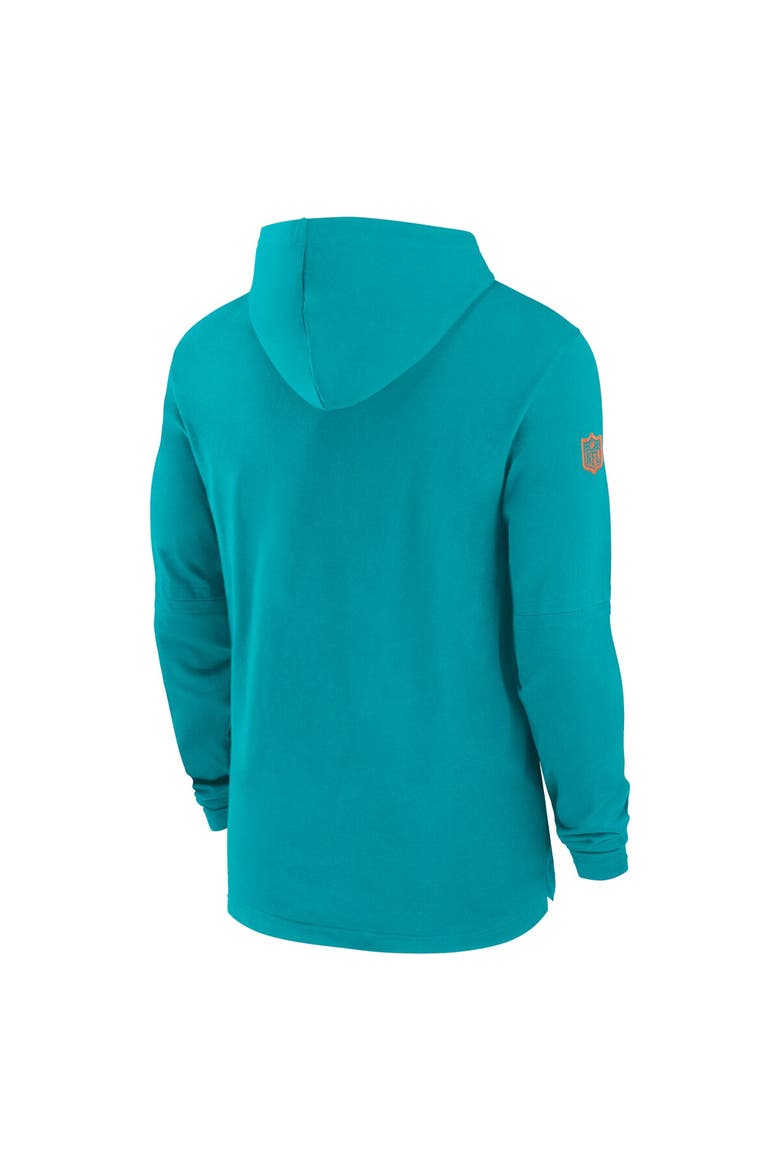 Men's Nike Aqua Miami Dolphins Sideline Hoodie Performance Long Sleeve T-Shirt, Alternate, color, Aqua