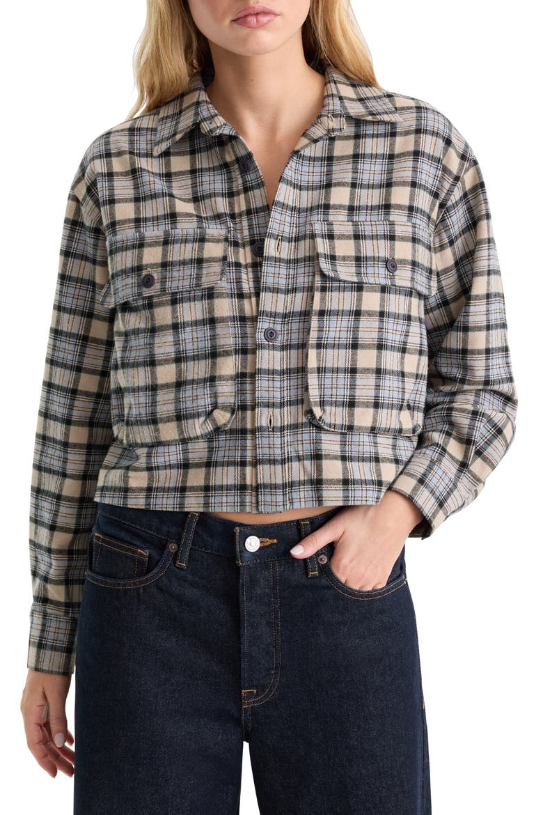 The Patch Pocket Cotton Shirt, Main, color, TAN PLAID