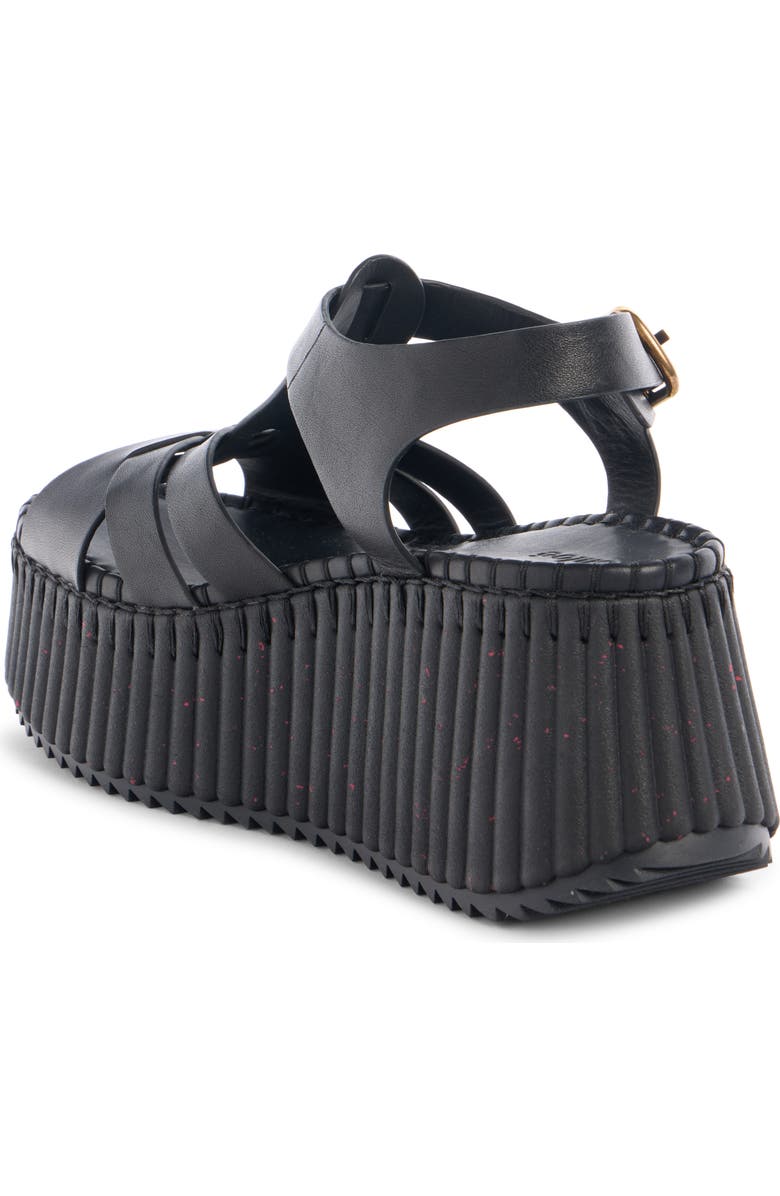 Chloé Nama Wedge Platform Sandal, Alternate, color, Black