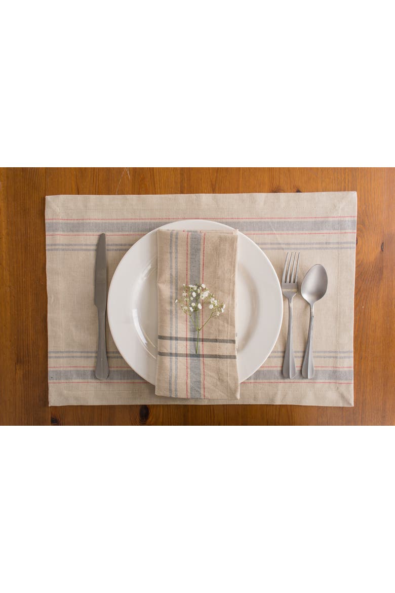 French Stripe Placemat Set/6, Alternate, color, Gray