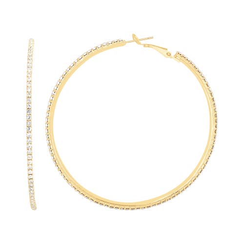 Jessica Simpson Crystal Hoop Earrings In Gold