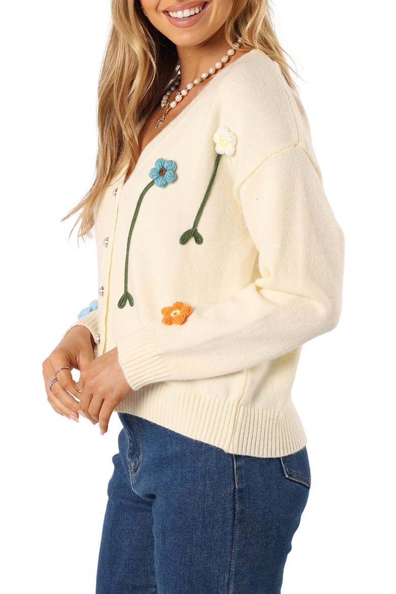 Reign Flower Embellished Cardigan, Alternate, color, CREAM