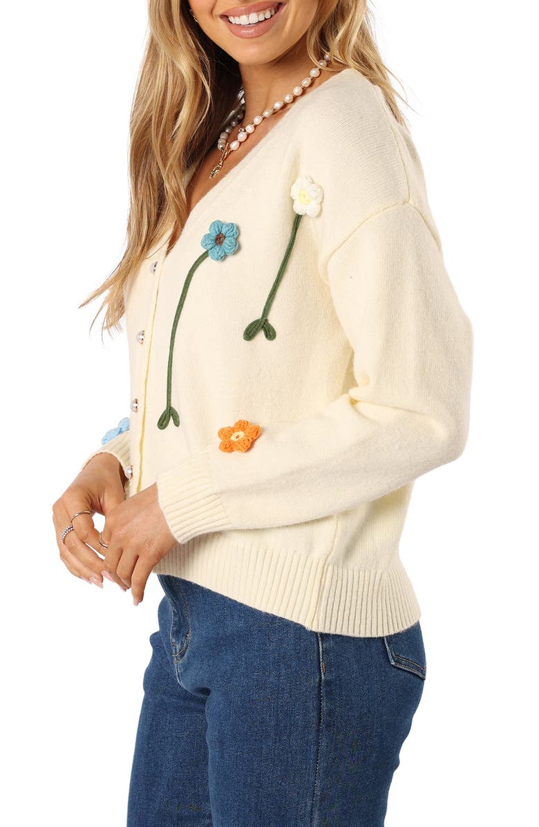 Petal & Pup Reign Flower Embellished Cardigan, Alternate, color, Cream