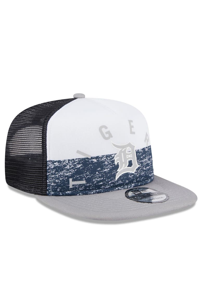Men's New Era White/Gray Detroit Tigers Team Foam Front A-Frame Trucker 9FIFTY Snapback Hat, Alternate, color, White