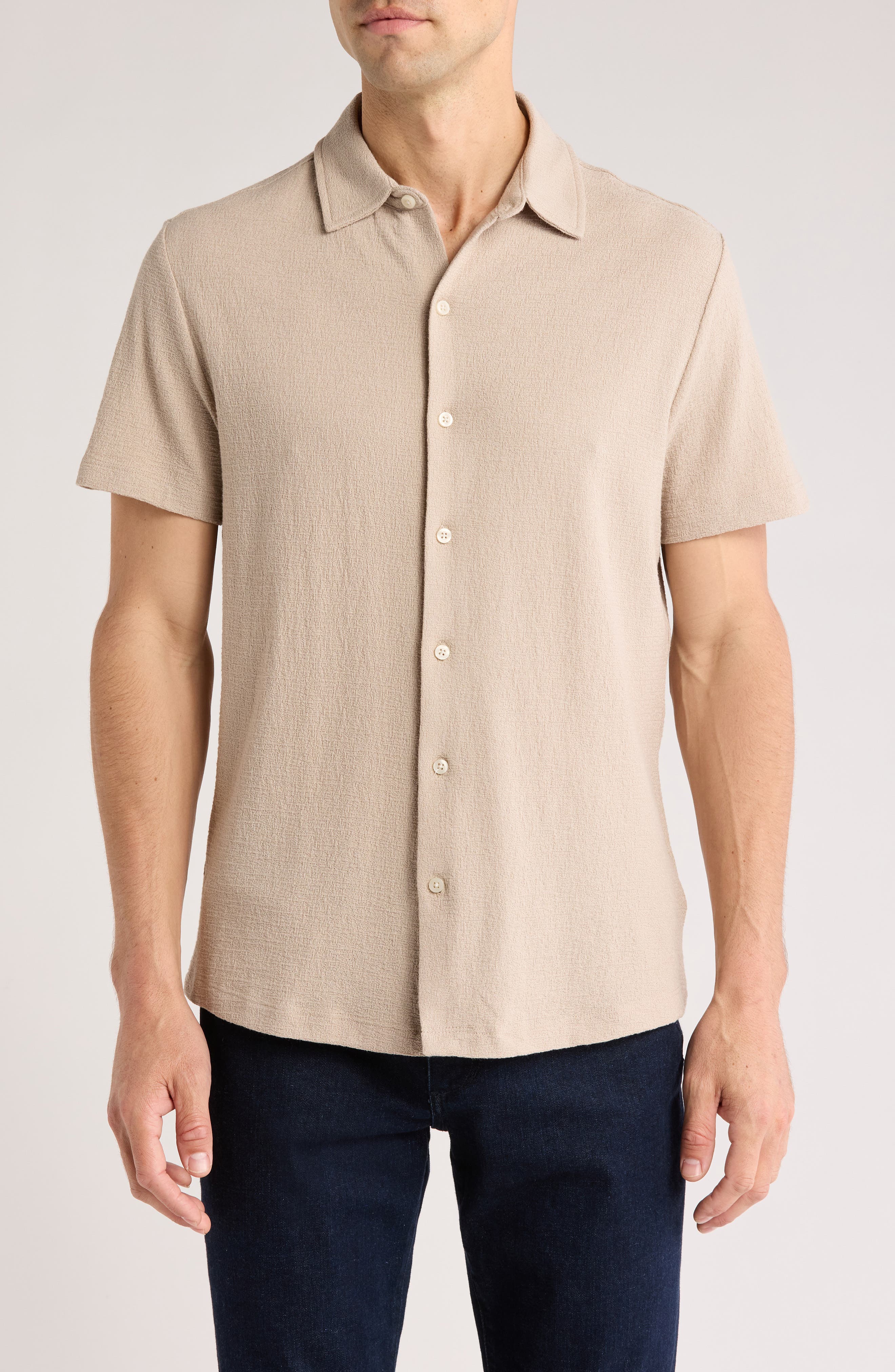 Robert Barakett Newman Short Sleeve Knit Button-Up Shirt
