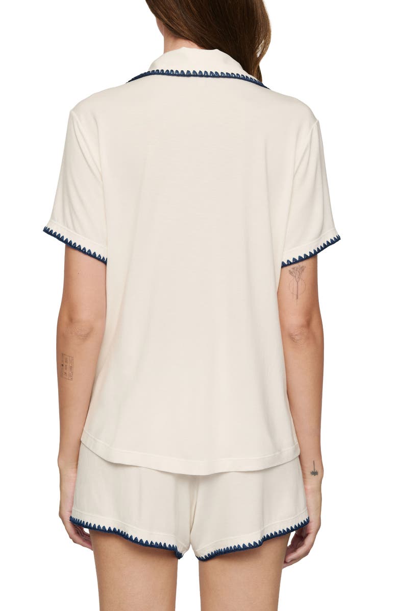 Eberjey Frida Relaxed Short Pajamas, Alternate, color, Ivory/ Navy