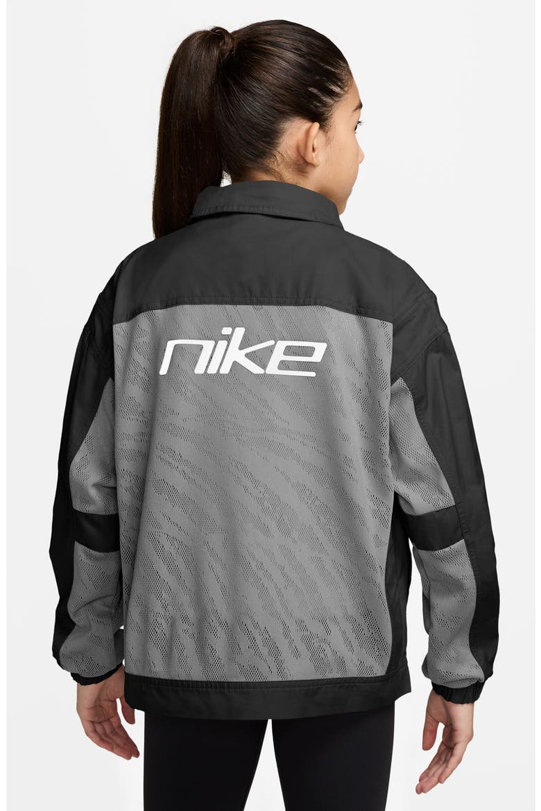 Kids' Sportswear Mesh Panel Snap Jacket, Alternate, color, 010 BLACK/WHITE