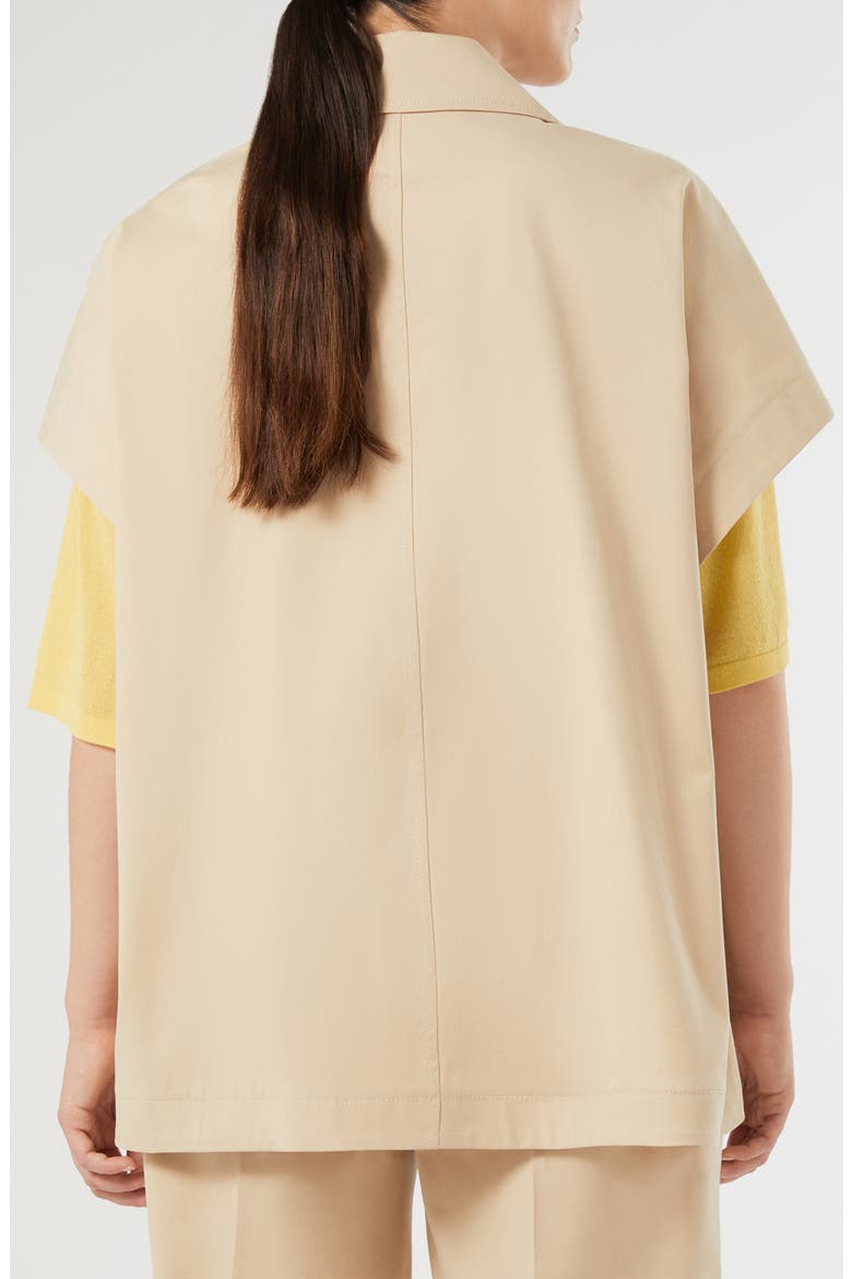 Dente Double Breasted Stretch Cotton Gabardine Cape Jacket, Alternate, color, SAND