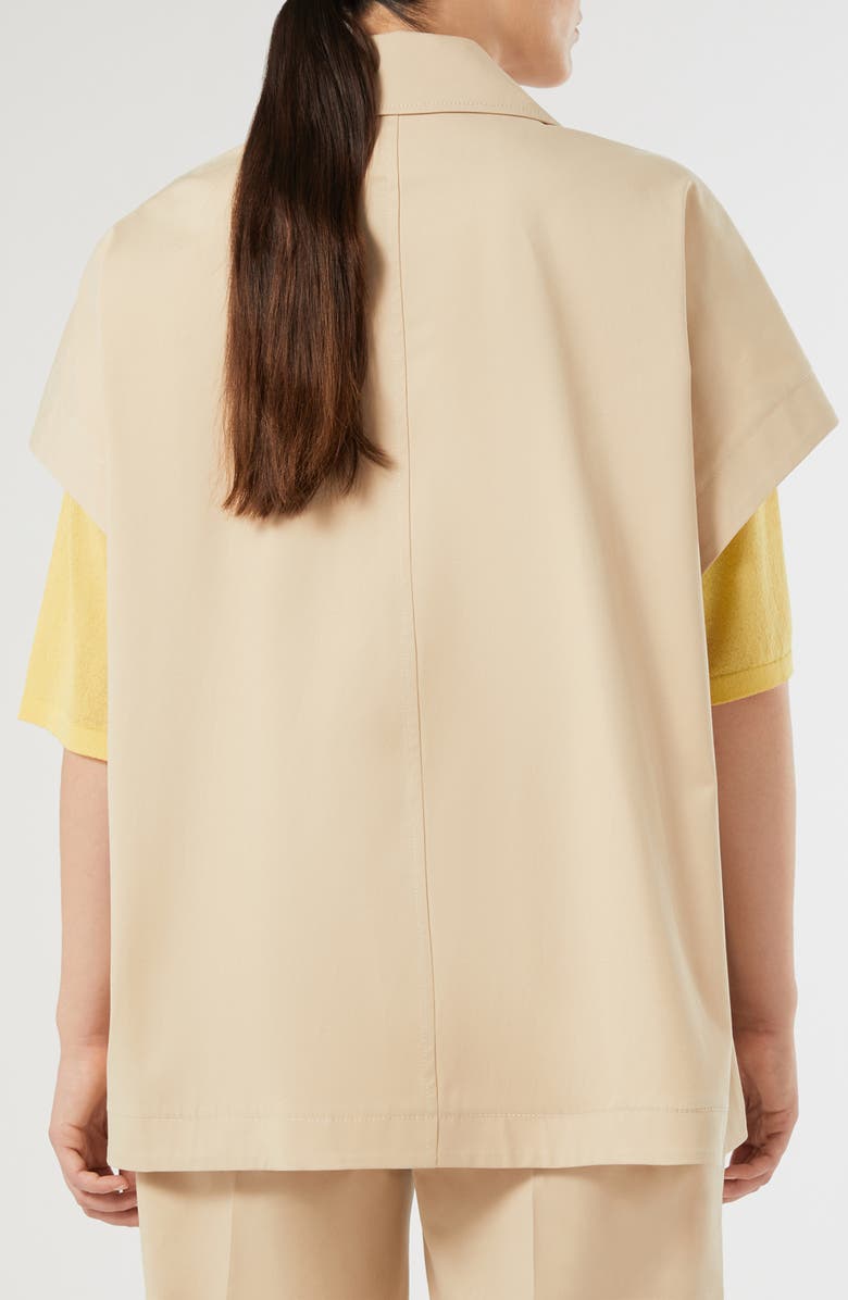 Marina Rinaldi Dente Double Breasted Stretch Cotton Gabardine Cape Jacket, Alternate, color, Sand