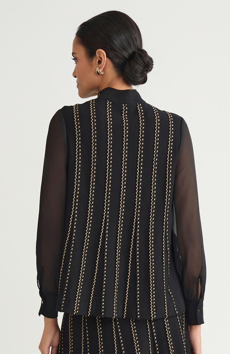 Ming Wang Heritage Button Front Lurex Soft Knit Cardigan, Alternate, color, Black/Gold