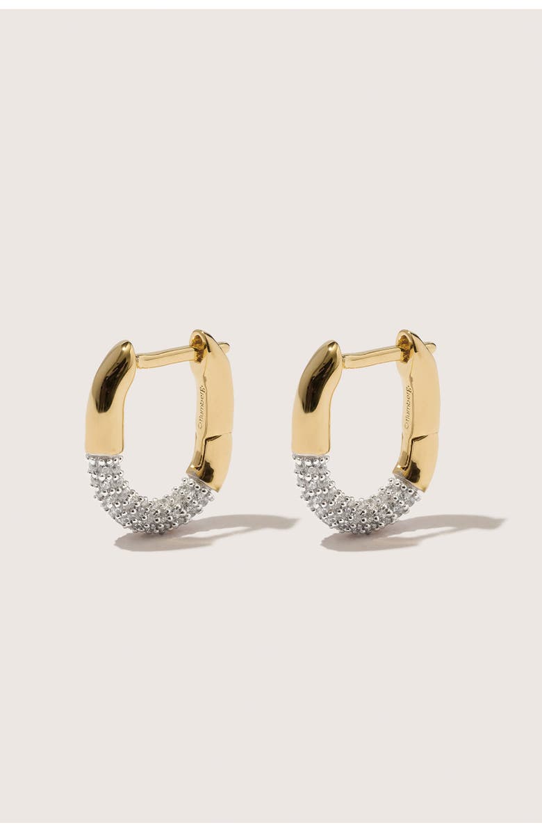 Otiumberg 14kt Gold Vermeil Small Demi-Pavé Staple Hoop Earrings, Main, color, Yellow Toned Gold