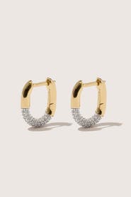 Otiumberg 14kt Gold Vermeil Small Demi-Pavé Staple Hoop Earrings