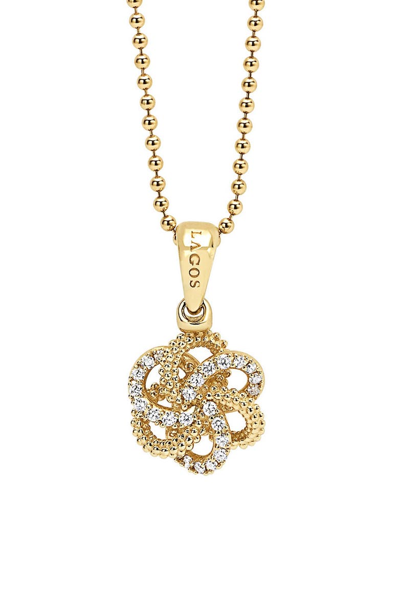 Love Knot Diamond Pendant Necklace, Main, color, GOLD