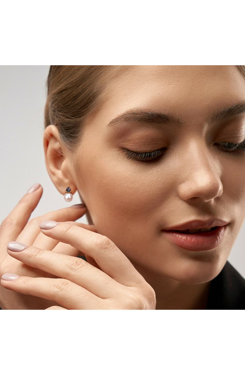 DELMAR Alexandrite & Freshwater Pearl Stud Earrings & Pendant Necklace Set, Alternate, color, Purple Blue Multi