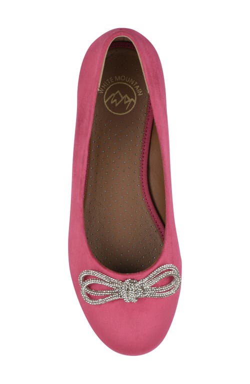 Cliffs By White Mountain Sashimi Embellished Bow Flat In Super Pink Fabric